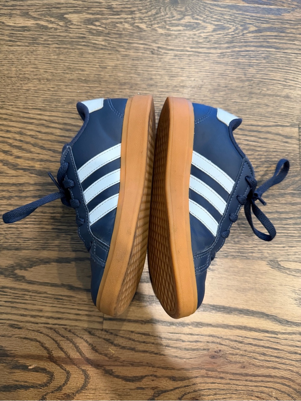 Boys’ Adidas Navy Blue Sneakers with Gum Sole – Size US 1
